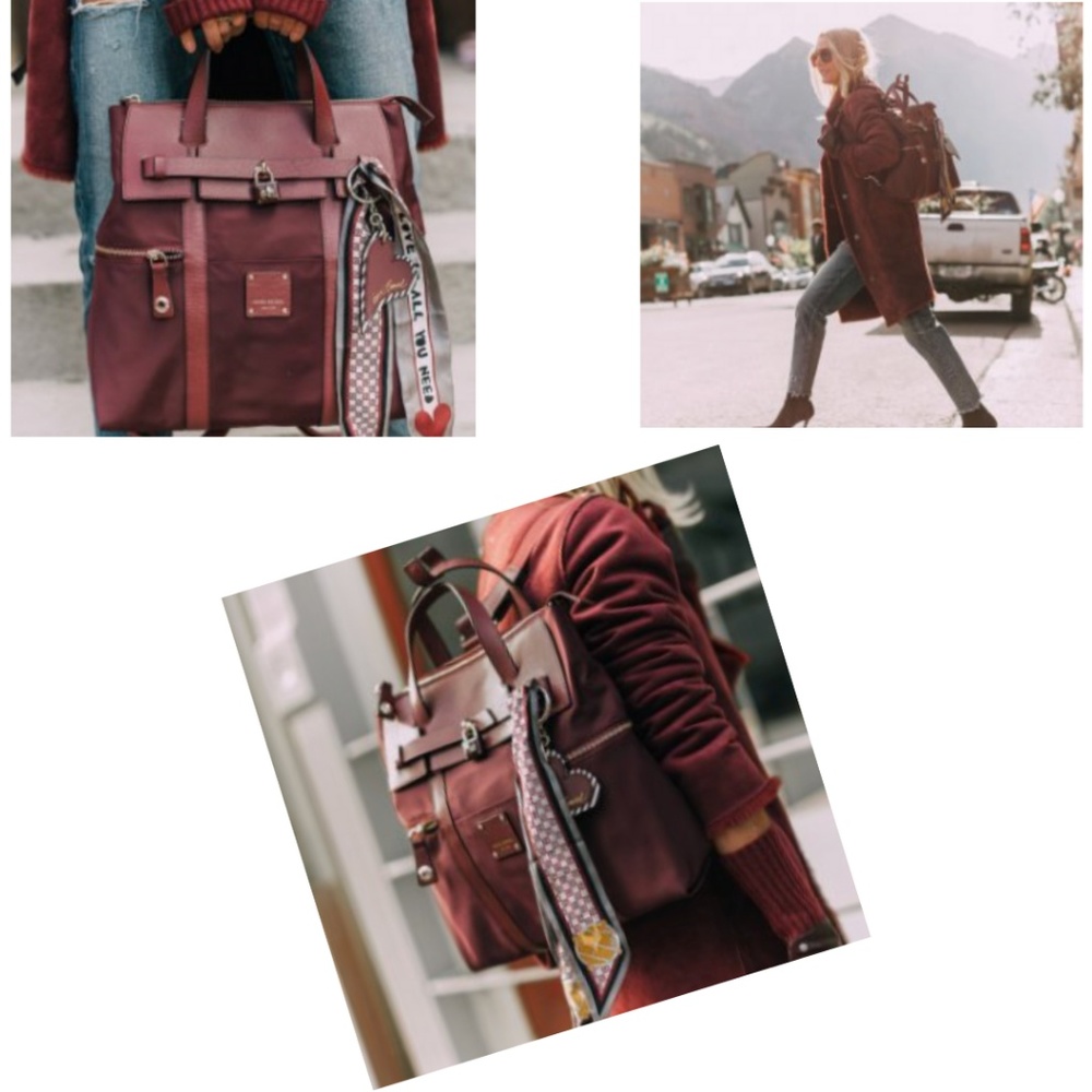 SOLD Henri Bendel Jetsetter Purse Backpack Oxblood - Picture 8 of 8